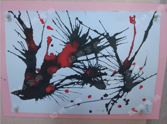 小班艺术活动玩色系列之二：好玩的吹画—梅花开-幼师课件网第3张图片