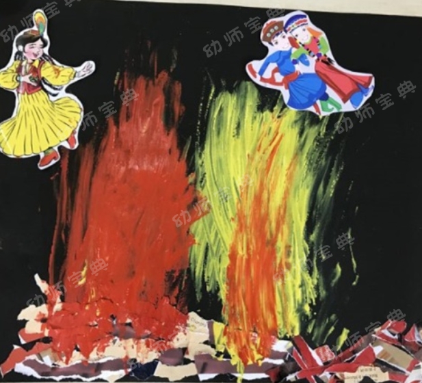 小班美术活动 | 手指画《篝火晚会》，熊熊燃烧的色彩-幼师课件网第5张图片