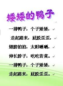 小班语言教案：儿歌《矮矮的鸭子》-幼师课件网第1张图片