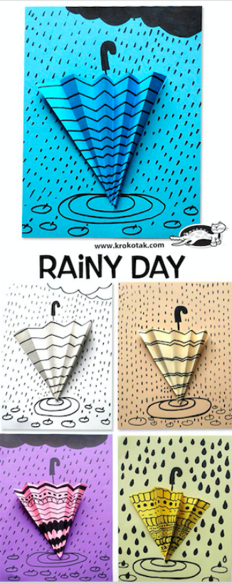 绘画 | 最美的是下雨天，和你打过的伞-幼师课件网第8张图片